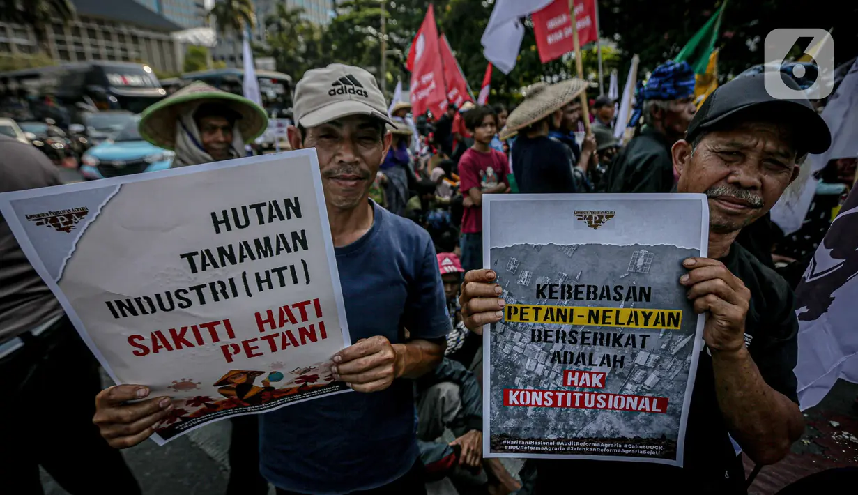 Aksi tersebut dalam rangka memperingati Hari Tani. (Liputan6.com/Faizal Fanani)