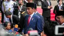 Presiden Joko Widodo didampingi Wakil Presiden, Jusuf Kalla memberi keterangan kepada awak media usai melakukan upacara Hari Kesaktian Pancasila, di Halaman Monumen Pancasila Sakti, Jakarta, Minggu (1/10). (Liputan6.com/Faizal Fanani)