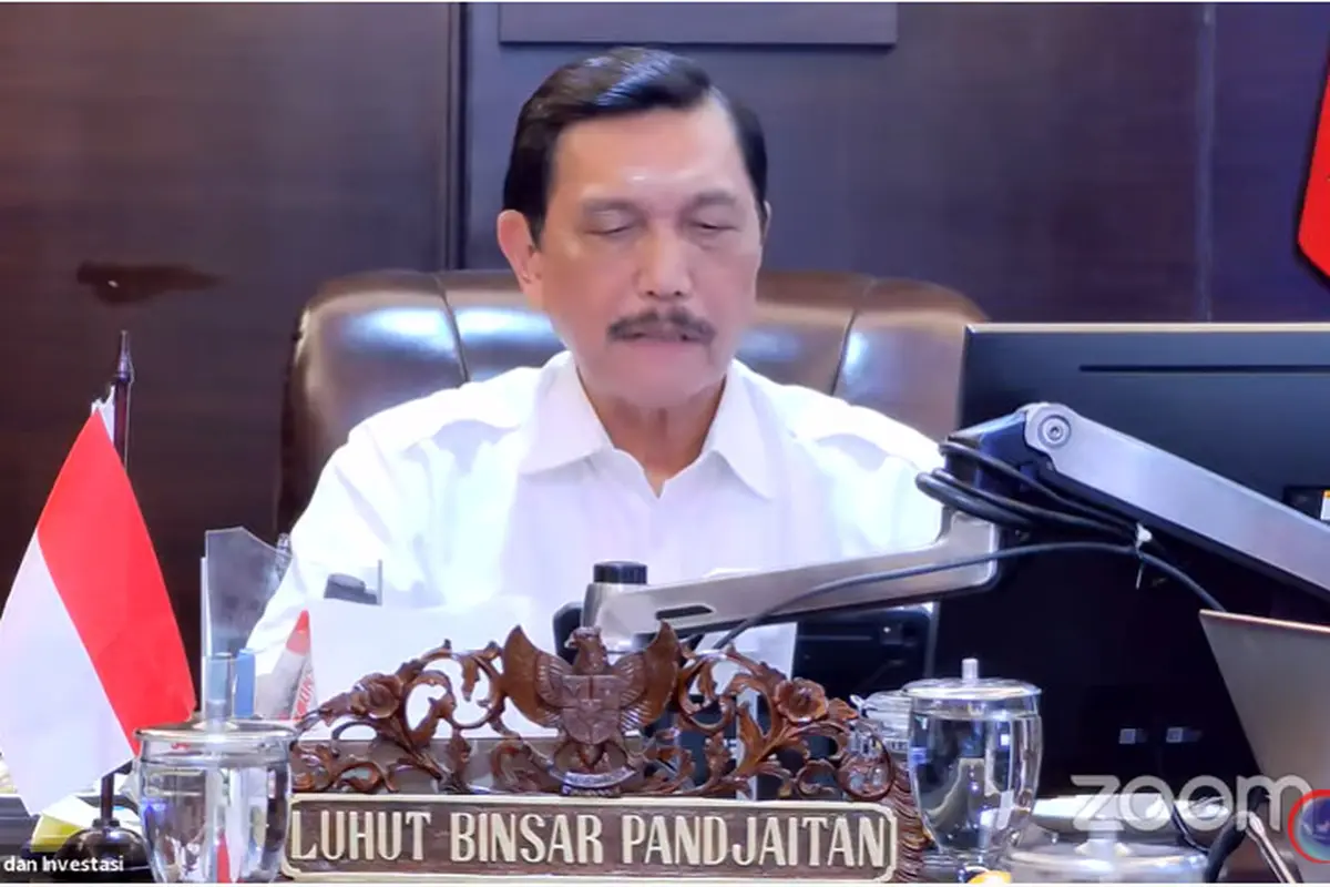 Menko Kemaritiman dan Investasi Luhut Binsar Pandjaitan melakukan Konferensi Pers Perkembangan PPKM pada Senin (20/9/2021).