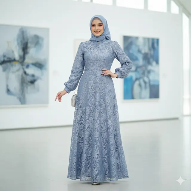 Warna Gamis Brokat Elegan 2025 yang Lagi Trend (Image by Gemini AI)