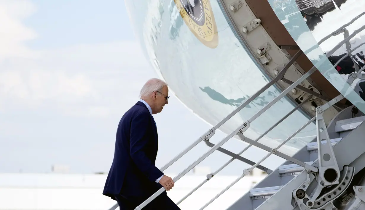 Biden sejatinya dijadwalkan menghadiri konferensi di Las Vegas, Amerika Serikat. (Kent Nishimura / AFP)