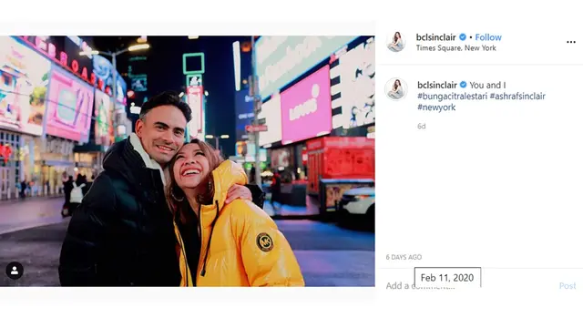 Unggahan terakhir Ashraf Sinclair bersama Bunga Citra Lestari. (Instagram/ bclsinclair)