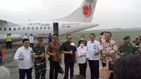 Ketua MPR Bambang Soesatyo saat melepas penerbangan perdana komersil dari Bandara Pondok Cabe, Tangerang Selatan, Jumat (5/8/2022).