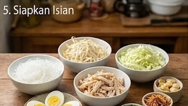 Siapkan Isian dan Pelengkap Soto Ayam