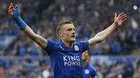 Jamie Vardy mencetak gol spektakuler pada laga melawan Liverpool Februari lalu dan terpilih menjadi gol terbaik musim ini.