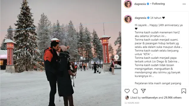 Ulang tahun pernikahan Donna Agnesia dan Darius ke 14