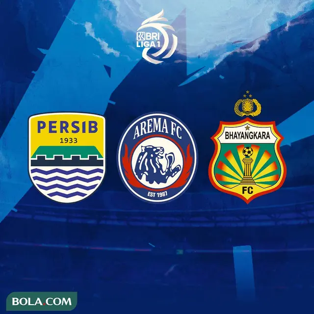 Liga 1 -  Ilustrasi Logo Persib Bandung, Arema FC, dan Bhayangkara FC