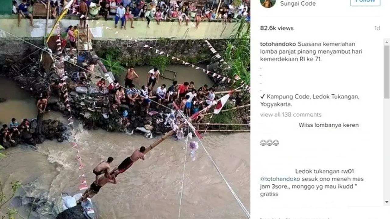 Berani Basah, Panjat Pinang Di Atas Sungai Code Yogyakarta 