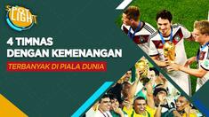 Berita video spotlight kali ini membahas tentang empat negara yang memiliki kemenangan terbanyak di sepanjang pergelaran Piala Dunia, Timnas Brasil di posisi teratas.