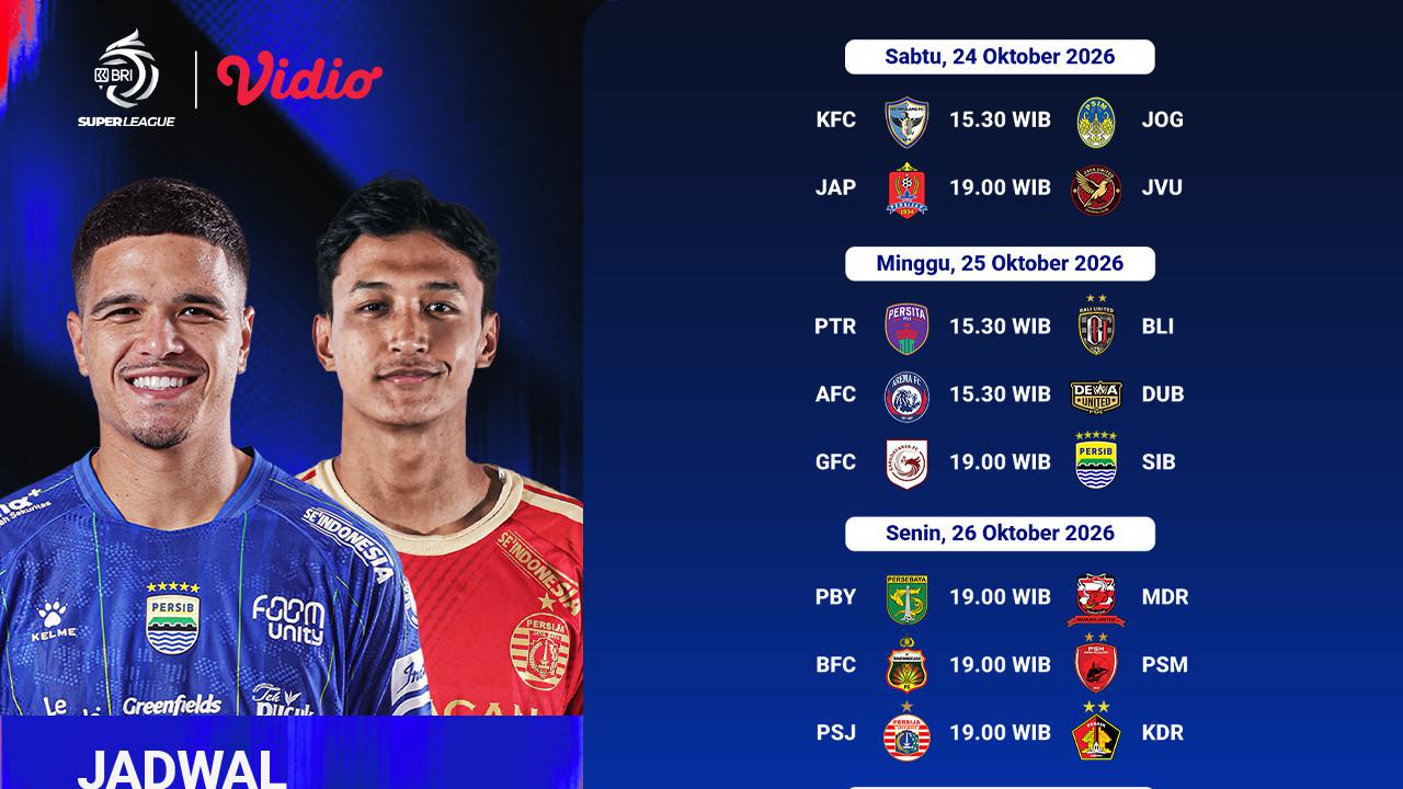 BRI Super League 2026/27 Pekan ke-7: 4 Laga, 4 Taruhan Poin Disiarkan di Vidio