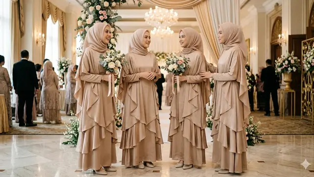 Bridesmaid Model Dress Satin Hijab (Foto: Gemini AI)