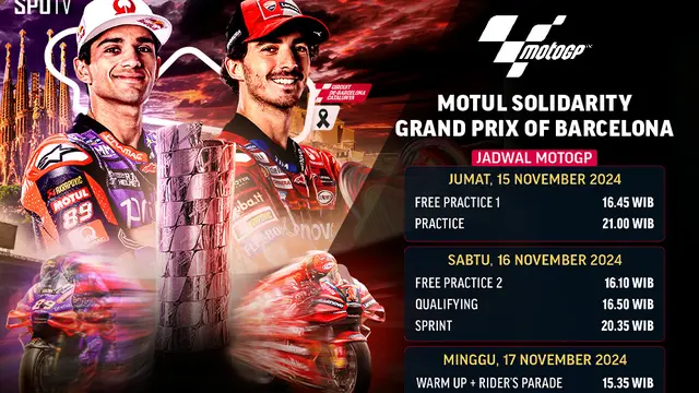 Jadwal MotoGP 2024 Round 20 - Motul Solidarity Grand Prix of Barcelona di Vidio