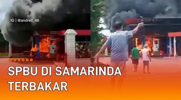 Kebakaran hebat terjadi sebuah SPBU di Samarinda viral di media sosial.