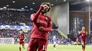 Liverpool berpesta gol saat membungkam Rangers dengan skor telak 7-1 dalam partai matchday 4 fase grup Liga Champions di Ibrox Stadium, Kamis (13/10/2022). (Steve Welsh/PA via AP)