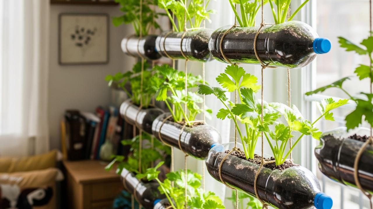 Cara Membuat Kebun Seledri Gantung dari Botol Plastik Bekas