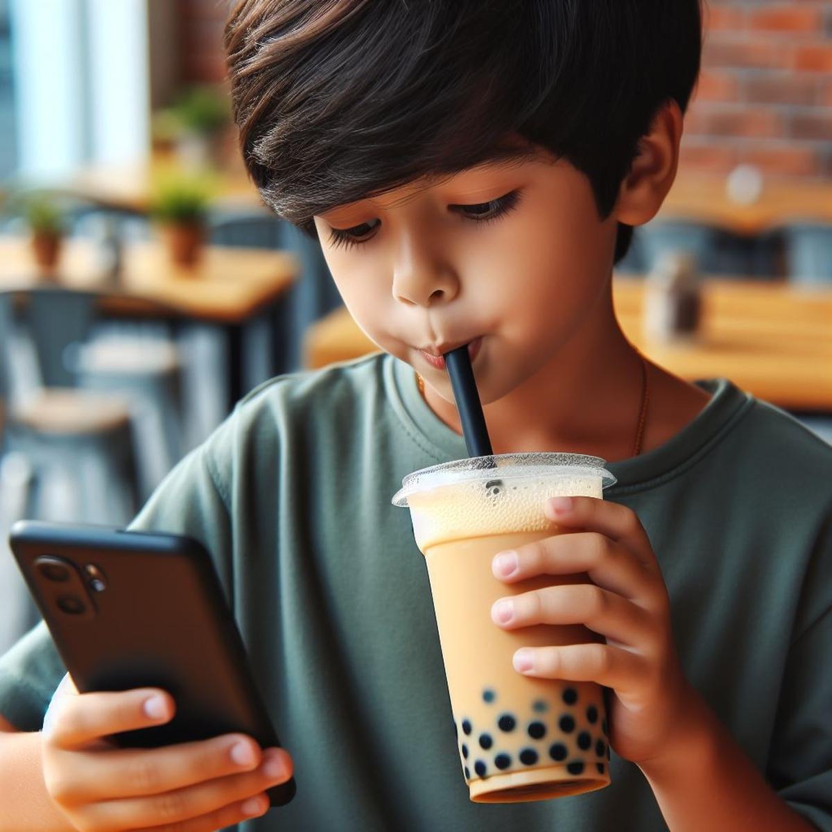 Ilustrasi Anak Minum Minuman Manis