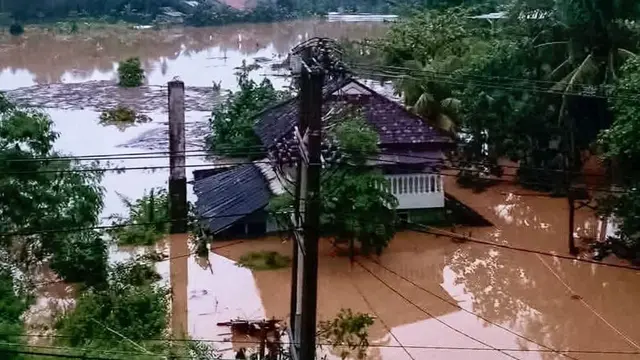 Pemukiman warga yang terdampak banjir di Natar, Lampung Selatan.
