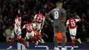 Kemenangan 3-0 atas Real Madrid menjadi modal penting bagi Arsenal yang bakal melakoni laga tandang leg kedua perempat final Liga Champions 2024/2025 yang akan digelar di Santiago Bernabeu dua pekan depan. (Adrian Dennis/AFP)
