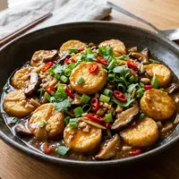 Resep egg tofu saus tiram. [AI Generated]