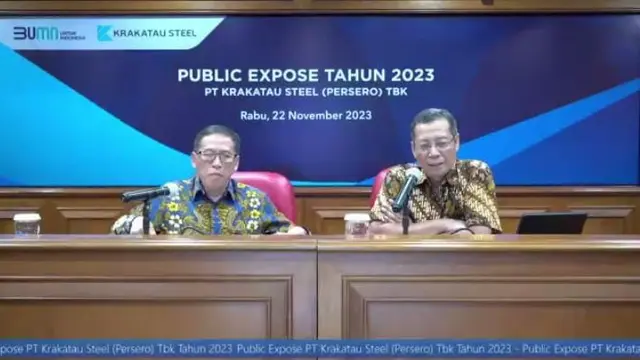 Paparan publik PT Krakatau Steel Tbk (KRAS), Rabu (22/11/2023). (Foto: tangkapan layar/Elga N)