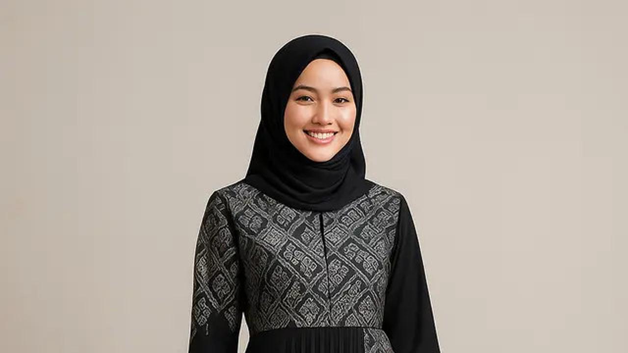 10 Model Gamis Batik Kombinasi Hitam Polos dan Silver, Jadi Outfit Kece Selama 2025
