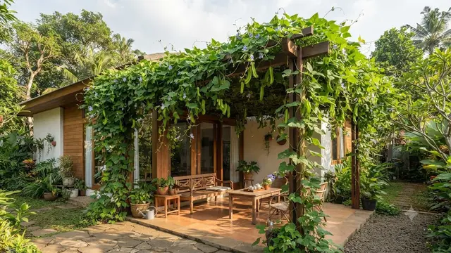 Ide Pergola dari Tanaman Sayur Rambat