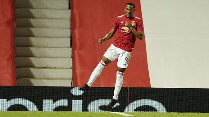 Anthony Martial membuat gol untuk MU di Liga Europa melawan LASK (AP)
