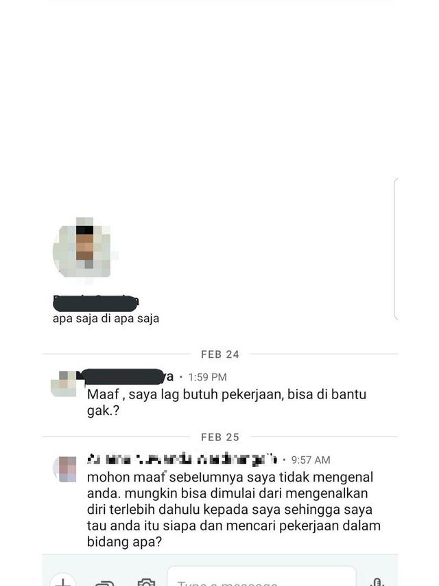 6 Chat Orang Cari Kerja, dari Tak Sopan Sampai Bikin Emosi