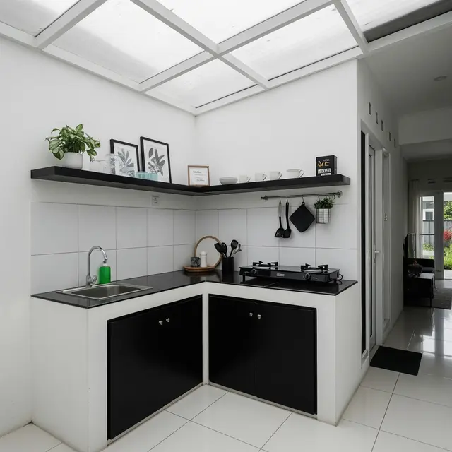 9 Model Dapur Terbuka Ukuran 2x2 Memakai Baja Ringan dan Atap Bening