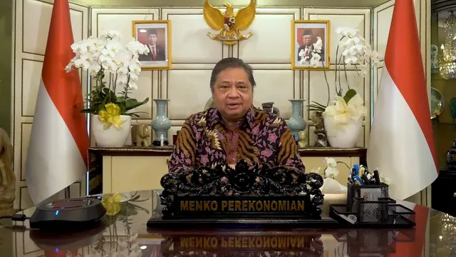 Menteri Koordinator Bidang Perekonomian Airlangga Hartarto dalam 7th International Conference on Big Data and Data Science for Official Statistics, Senin (7/11/2022). (Sumber ekon.go.id)