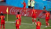 Dries Mertens menyumbangkan satu gol sekaligus membantu timnas Belgia menang 2-0 atas Panama pada laga Grup G Piala Dunia 2018, di Olimpiyskiy Stadion Fisht, Senin (18/6/2018) malam WIB. (AFP/Odd Andersen)