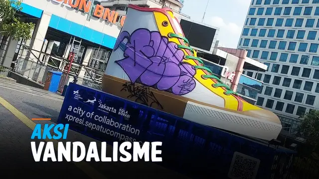 VIDEO: Baru Sehari dipamerkan, Tugu Sepatu dirusak Aksi Vandalisme