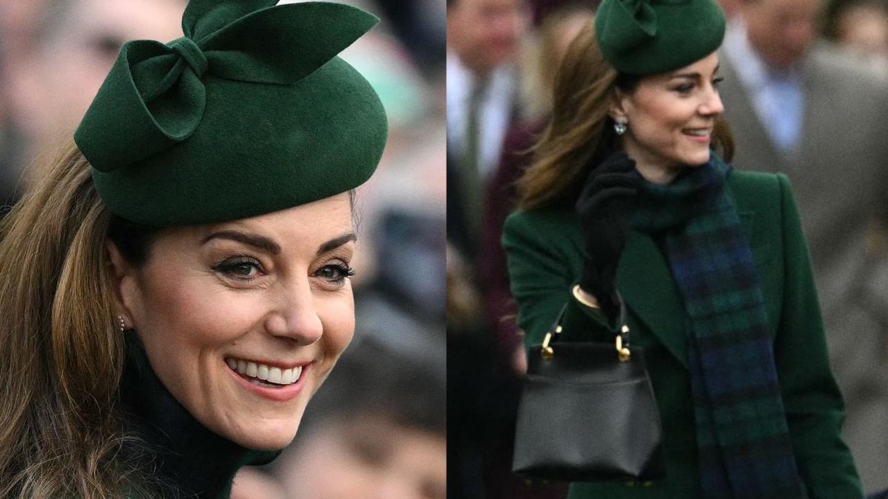 Kate Middleton memakai salah satu tas tangan favoritnya saat kebaktian Natal tradisional Keluarga Kerajaan di Gereja St Mary Magdalene di Sandringham, Norfolk, Inggris timur, pada 25 Desember 2024. (Dok: Oli SCARFF / AFP)