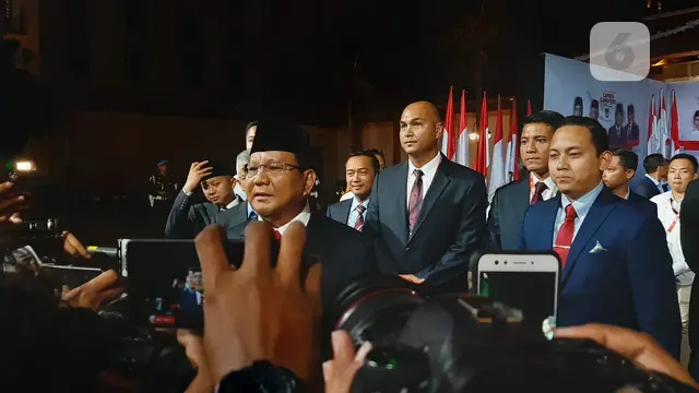 Calon Presiden nomor urut 02 Prabowo Subianto di lokasi debat pamungkas Pilpres 2019. (Liputan6.com/Yopi Makdori)