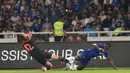 Pemain Chelsea merayakan kemenangan usai mengalahkan AC Milan dengan skor 3-0 dalam laga Indonesia Super Cup 2026 di Stadion Utama Gelora Bung Karno (SUGBK), Jakarta, Sabtu (8/8/2026). João Pedro mencetak dua gol, sedangkan satu gol Chelsea lainnya disumbangkan Moisés Caicedo. Chelsea memastikan gelar juara Indonesia Super Cup 2026 setelah tampil dominan sepanjang pertandingan. (KLY/Budy Santoso)