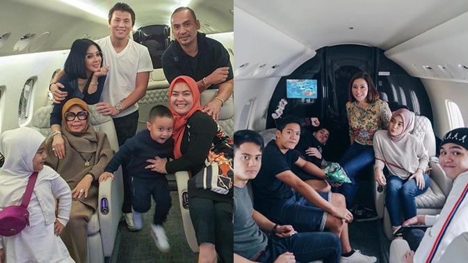 Beda Gaya Syahrini dan Maia Estianty Saat Naik Jet Pribadi (Sumber: Instagram/princessyahrini/maiaestiantyreal/)