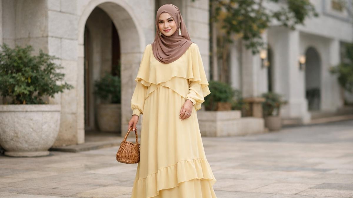 Gamis Butter Yellow Cocok dengan Jilbab Warna Apa? 7 Kombinasi Ini Bikin Lebaran 2026 Makin Elegan