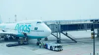 Maskapai penerbangan Flynas asal Arab Saudi. Liputan6.com/Pramita