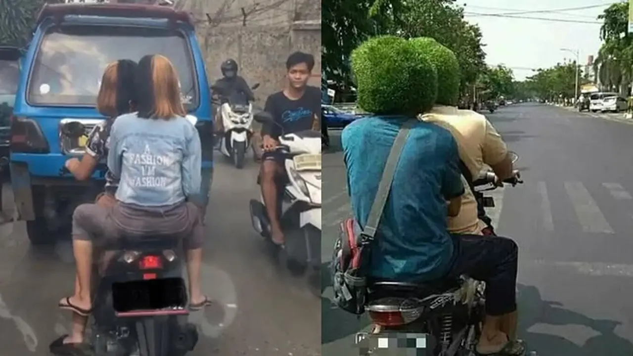 6 Momen Nyeleneh 2 Bestie Berboncengan Motor, Absurd Bersama