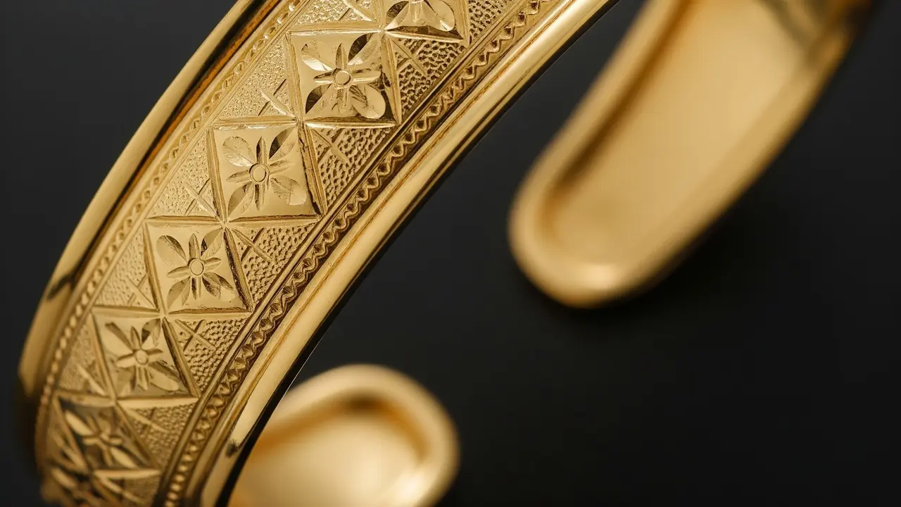 Gelang Emas dengan Motif Ukiran Etnik yang Timeless