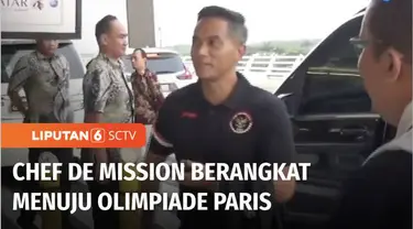 Menjelang pembukaan Olimpiade Paris 2024, Chef de Mission Anindya Bakrie dan rombongan berangkat menuju Perancis melalui Terminal 3 Internasional Bandara Soekarno-Hatta Tangerang, Banten.