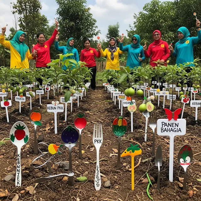Ide Kebun Buah Kombinasi Dekoratif dengan Barang Bekas Dapur untuk Ibu-ibu PKK (Image by Gemini AI)