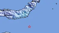 Gempa Magnitudo 5,1 mengguncang wilayah Bolaang Uki, Bolaang Mongondow Selatan, Sulut, Kamis siang (5/9/2024). (Liputan6.com/ Dok BMKG)