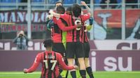 Selebrasi pemain AC Milan saat mengalahkan Sampdoria di Liga Italia (AFP)