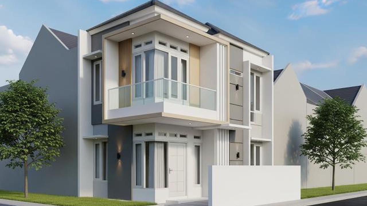 Rumah Minimalis 2 Lantai dengan Balkon Sudut/Desain Tampak Depan Rumah Mungil dengan Balkon Mini (Sumber: gemini.com)