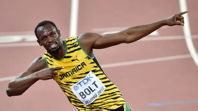 Usain Bolt pelari sprint 100 meter asal Jamaika tetap menjadi manusia tercepat dunia tahun ini karena berhasil meraih medali emas di Kejuaraan Dunia Atletik 2015 di Beijing, Tiongkok.