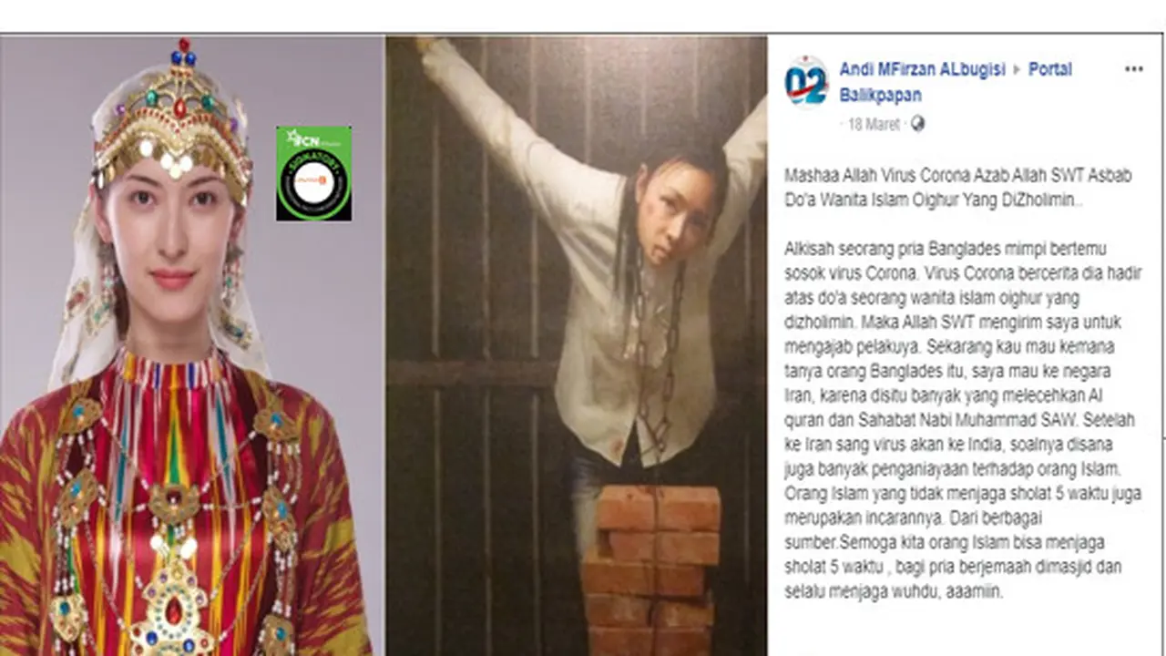 Foto Perempuan Uighur Berdoa Diturunkan Azab Virus Corona