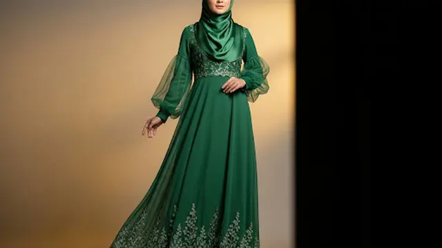 Dress Chiffon Tile Lengan Bishop