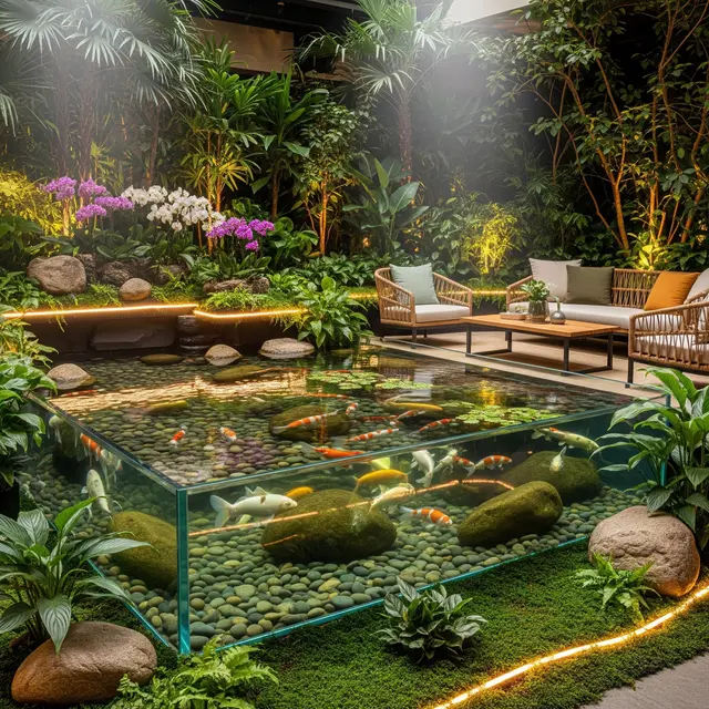 Inspirasi Taman Mini dan Kolam Ikan untuk Menciptakan Suasana Healing di Rumah (AI Generated)