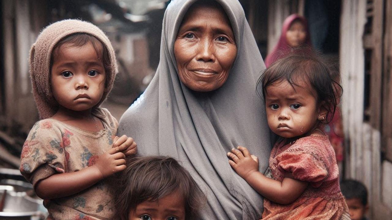 Ilustrasi Keluarga Miskin dengan Banyak Anak